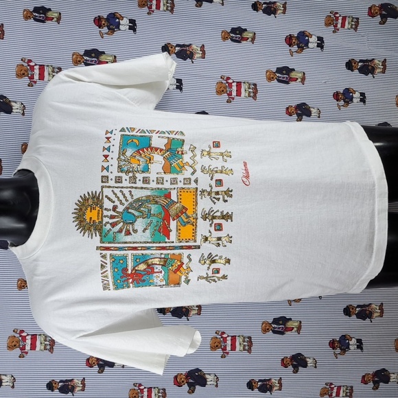 Vintage Oklahoma western Native American dancing art graphic LG white t-shirt - Picture 2 of 6